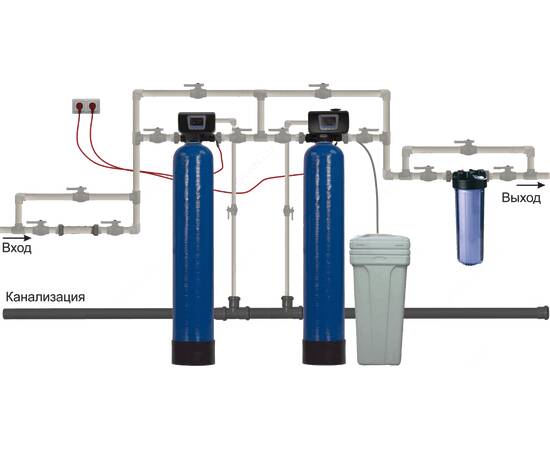 Схема умягчения воды из скважины с большим количеством примесей